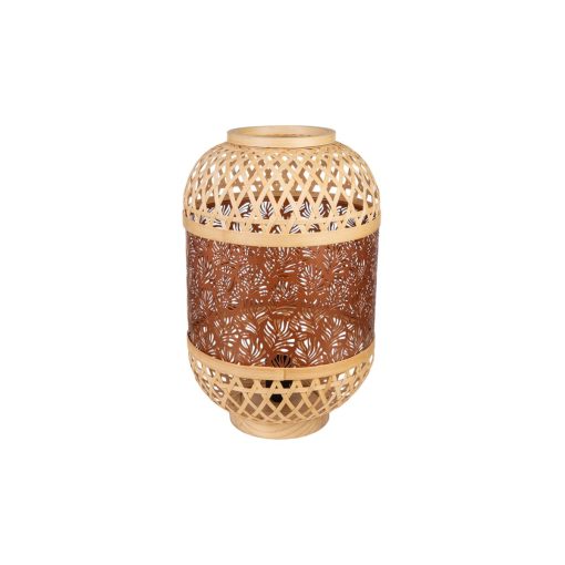 Lâmpada de mesa Laranja Natural Metal Bambu 26 x 38 x 26 cm