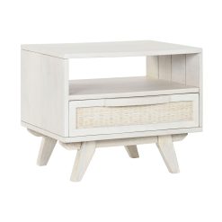 Mesa de Cabeceira Branco Rotim Madeira de mangueira 55 x 35 x 45 cm