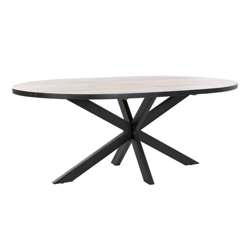 Mesa de Jantar Preto Natural Metal Madeira de mangueira 200 x 100 x 76 cm