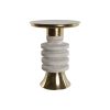 Mesa de apoio Branco Dourado Madeira Metal 41 x 41 x 53 cm