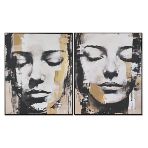 Pintura Mulher Dourado 100 x 4 x 120 cm (2 Unidades)