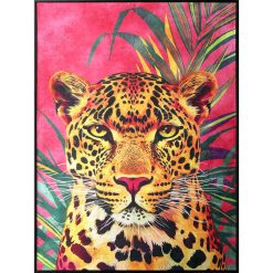 Pintura Veludo Madeira MDF Leopardo 103 x 143 x 4 cm