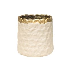 Plantador Branco Dourado Porcelana 17 x 16 x 17 cm