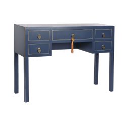 Secretária Azul Dourado Metal Pinheiro Madeira MDF 110 x 35 x 78 cm