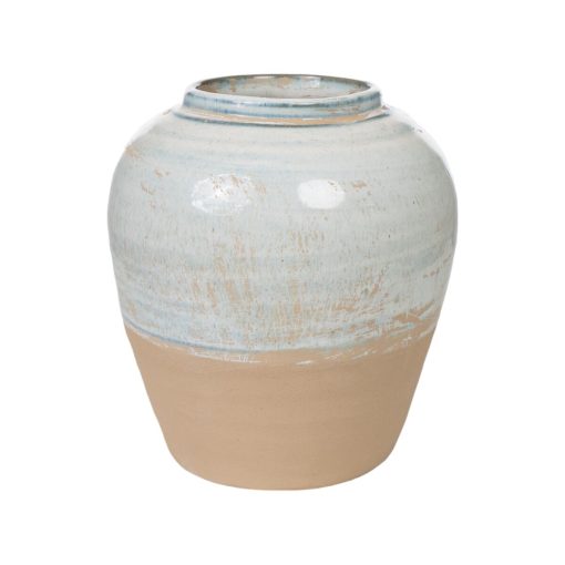 Vaso Azul Bege Terracota 22 x 24 x 22 cm