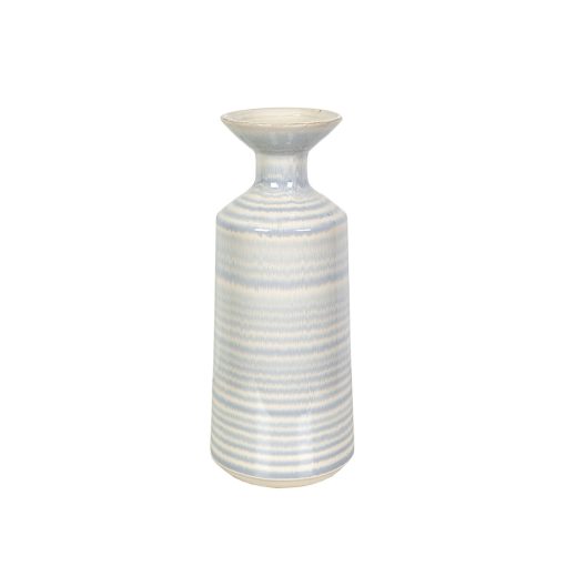 Vaso Azul Branco Cerâmica 16 x 40 x 16 cm