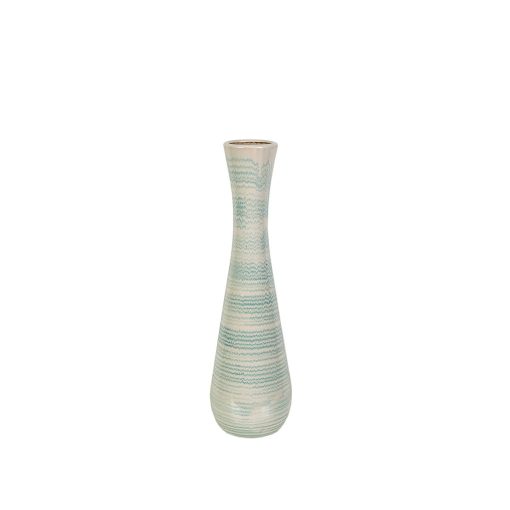 Vaso Azul Branco Cerâmica 17 x 59 x 17 cm