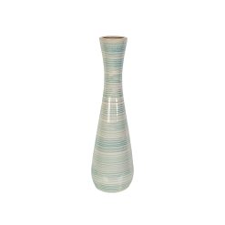 Vaso Azul Branco Cerâmica 20 x 69 x 20 cm