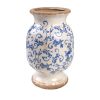 Vaso Azul Branco Porcelana 20 x 32 x 20 cm