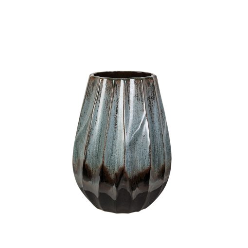 Vaso Azul Preto Azul/Preto Cerâmica 23 x 28 x 23 cm