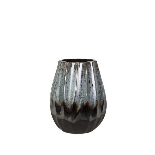 Vaso Azul Preto Cerâmica 17 x 21 x 17 cm