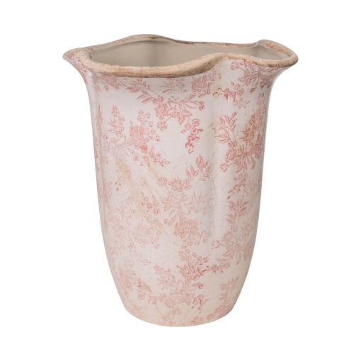 Vaso Bege Cor de Rosa Porcelana 20 x 24 x 20 cm