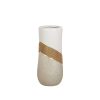 Vaso Branco Dourado Cerâmica 14 x 30 x 14 cm