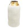 Vaso Branco Dourado Porcelana 17 x 31 x 17 cm