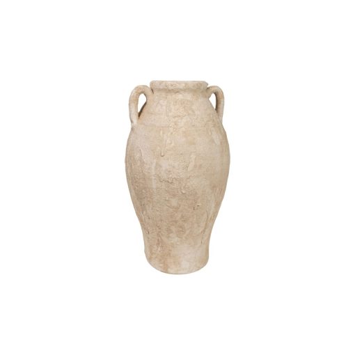 Vaso Branco Terracota 21 x 37 x 21 cm Com pegas