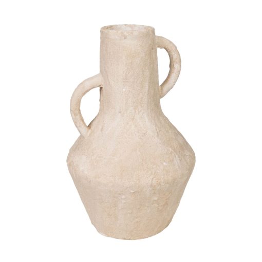 Vaso Branco Terracota 25 x 37 x 25 cm Com pegas