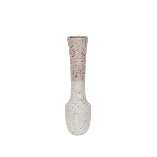 Vaso Branco/Rosa Cerâmica 15 x 59 x 15 cm