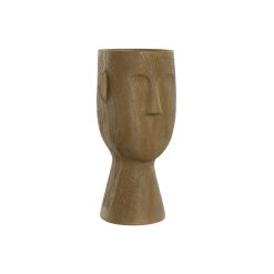 Vaso Castanho Resina Face 15 x 15 x 31 cm