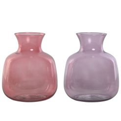 Vaso Cor de Rosa Lilás Cristal 16 x 16 x 19 cm (2 Unidades)