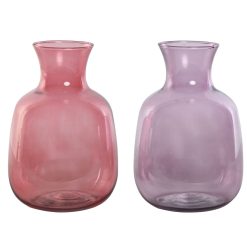 Vaso Cor de Rosa Lilás Cristal 19 x 19 x 36 cm (2 Unidades)