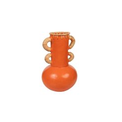 Vaso Laranja Natural Cerâmica Rotim 20 x 40 x 20 cm Com pegas