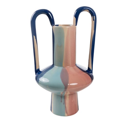 Vaso Multicolor Cerâmica 25 x 42 x 23 cm Com pegas