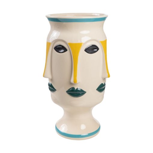 Vaso Multicolor Cerâmica Face 24 x 40 x 24 cm