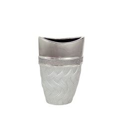 Vaso Prateado Cerâmica 16 x 24 x 9 cm