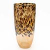 Vaso Preto Dourado Vidro Leopardo 18 x 37 x 18 cm