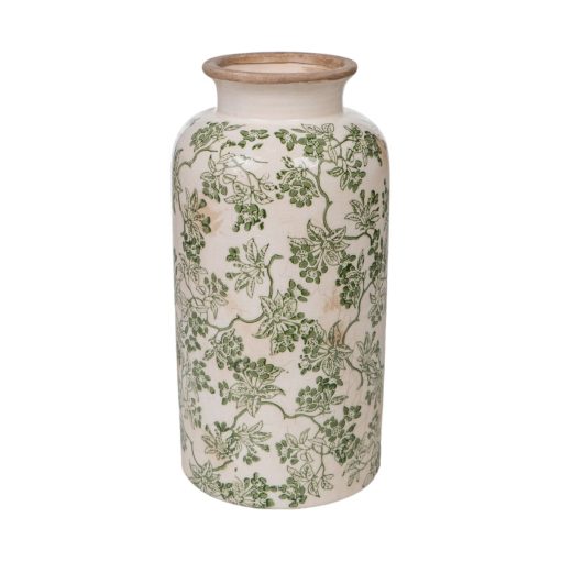 Vaso Verde Bege Porcelana 14 x 26 x 14 cm