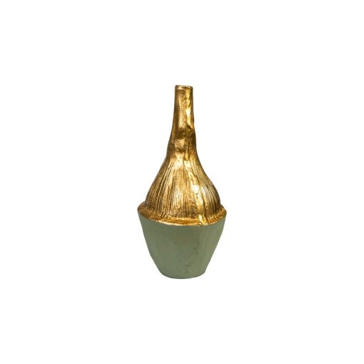 Vaso Verde Dourado Alumínio 18 x 36 x 17 cm