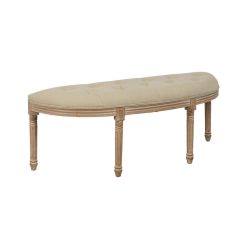 Banqueta Natural-Bege Tecido-Madeira 125 X 45 X 48 Cm