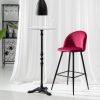 Banqueta. Elevado Bordeaux Tecido-Metal 40