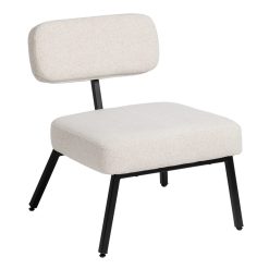 Cadeira Branco Tecido-Metal Decoração. 58 X 59 X 71 Cm