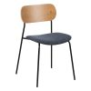 Cadeira Natural-Azul Tecido Metal Salão 49 X 53 X 80 Cm
