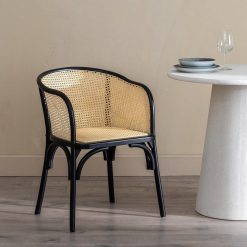 Cadeira Preto-Natural Madeira-Vime 56 X 58 X 77 Cm
