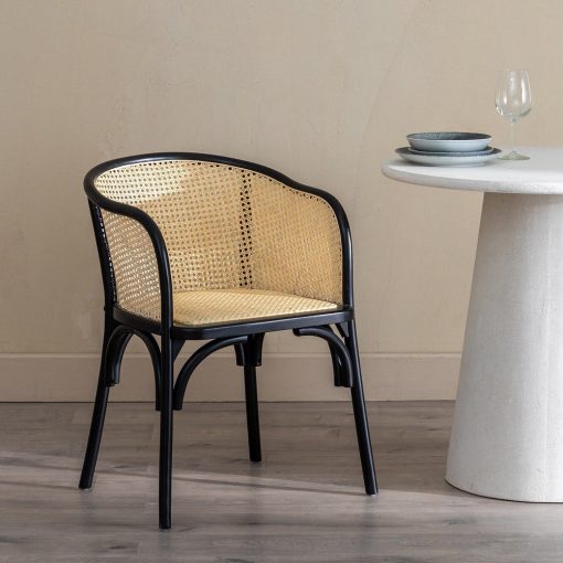 Cadeira Preto-Natural Madeira-Vime 56 X 58 X 77 Cm