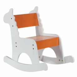 Cadeira de balanço Branco Laranja Madeira MDF 33 x 55 x 51