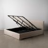 Cama Caixa De Molas Bege Tecido Quarto 196 X 215 X 96 Cm