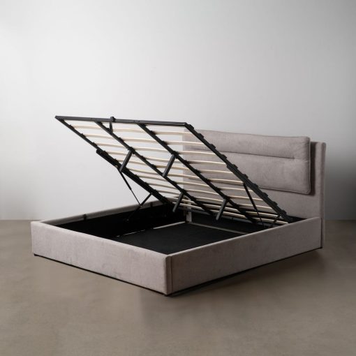 Cama Caixa De Molas Cinza Tecido Quarto 191 X 212 X 113 Cm