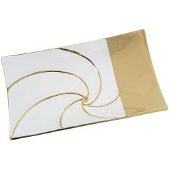 Centro de mesa Branco Dourado Cerâmica 8 x 22 x 37 cm