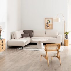 Chaise Longue Sofá Esquerda Creme 266 X 222 X 80 Cm