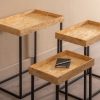 Conjunto de 3 Mesa de Apoios Natural-Preto Mdf-Metal 57