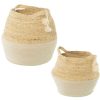 Conjunto de Cestos 03770 Castanho vime Rotim Fibra natural (2 Unidades)