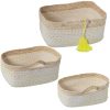 Conjunto de Cestos 03775 Branco vime Rotim Fibra natural (3 Unidades)