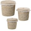 Conjunto de Cestos 03782 Castanho vime Rotim Fibra natural (3 Unidades)