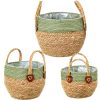 Conjunto de Cestos 03786 Castanho Verde vime Rotim Fibra natural (3 Unidades)