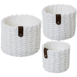 Conjunto de Cestos 03818 Branco vime Rotim Fibra natural (3 Unidades)