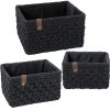 Conjunto de Cestos 03821 Preto vime Rotim Fibra natural (3 Unidades)