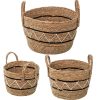 Conjunto de Cestos 03843 Castanho Madeira vime Rotim (3 Unidades)